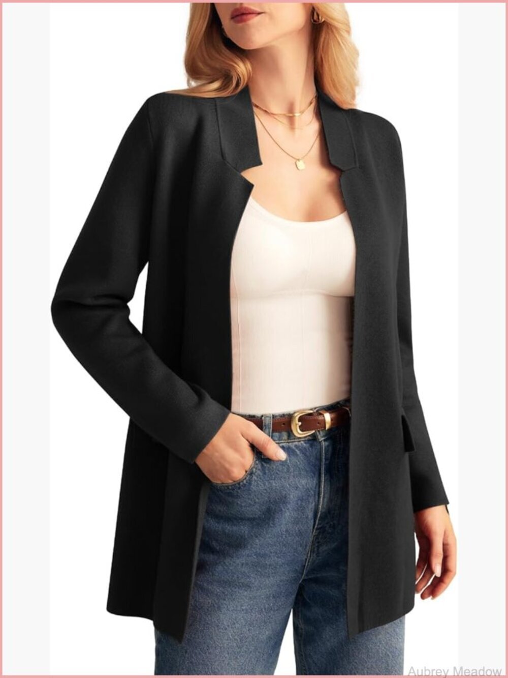 Long Sleeve Open Front Knit Cardigan Sweater Blazer Jacket Fall Winter